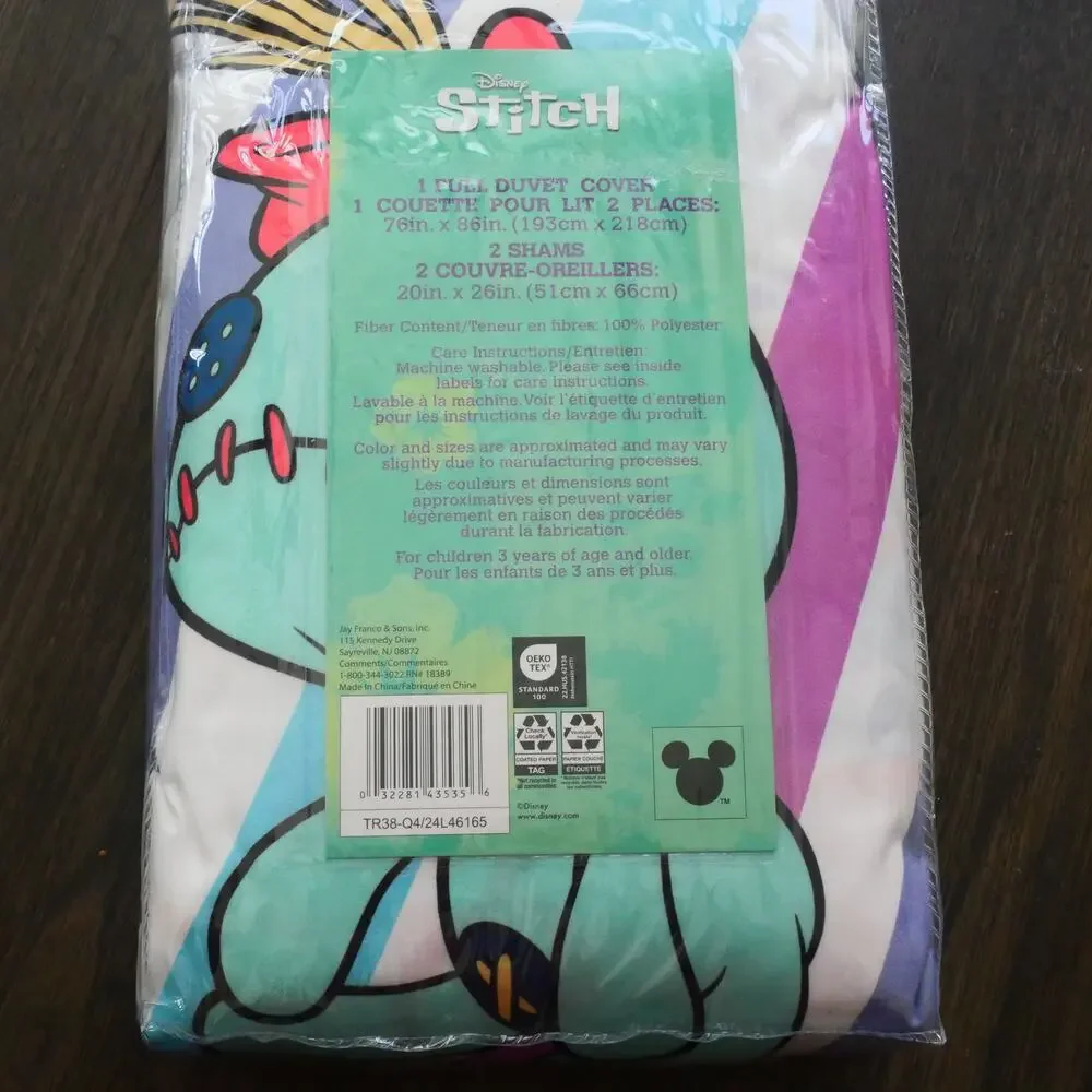 NEW Franco Disney Stitch Full Duvet Cover with 2 Shams Full Double Size